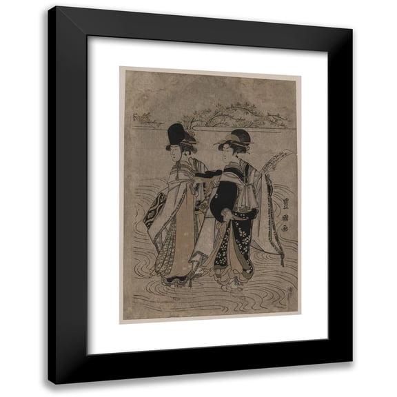 Toyokuni Utagawa 11x14 Black Modern Framed Museum Art Print Titled - Yatsushi Ide No Tamagawa (1798)