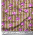 thumbnail image 1 of Soimoi Viscose Chiffon Fabric Stripe,Leaves & Floral Artistic Printed Fabric 1 Yard 42 Inch Wide, 1 of 1