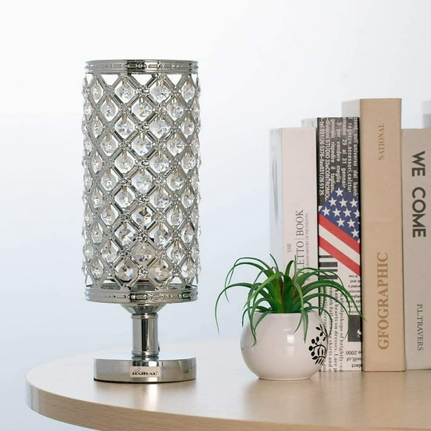 Silver Vintage Crystal Table Lamp With, Antique Small Crystal Table Lamps For Living Room
