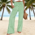 thumbnail image 2 of Floleo Women's High Waisted Straight Leg Wide Leg Striped Pants with Elastic Waist Casual Loose Fit with Pockets Suitable for Work Dating Beach All Season Wear 2026(Green,XL), 2 of 8