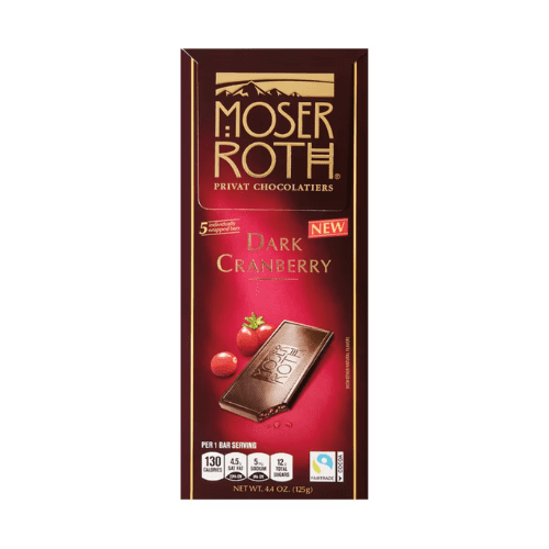 Moser Roth Dark Cranberry Chocolate Bar, Individually Wrapped, 5 Count, 4.4 oz (125g) , 3 Pack