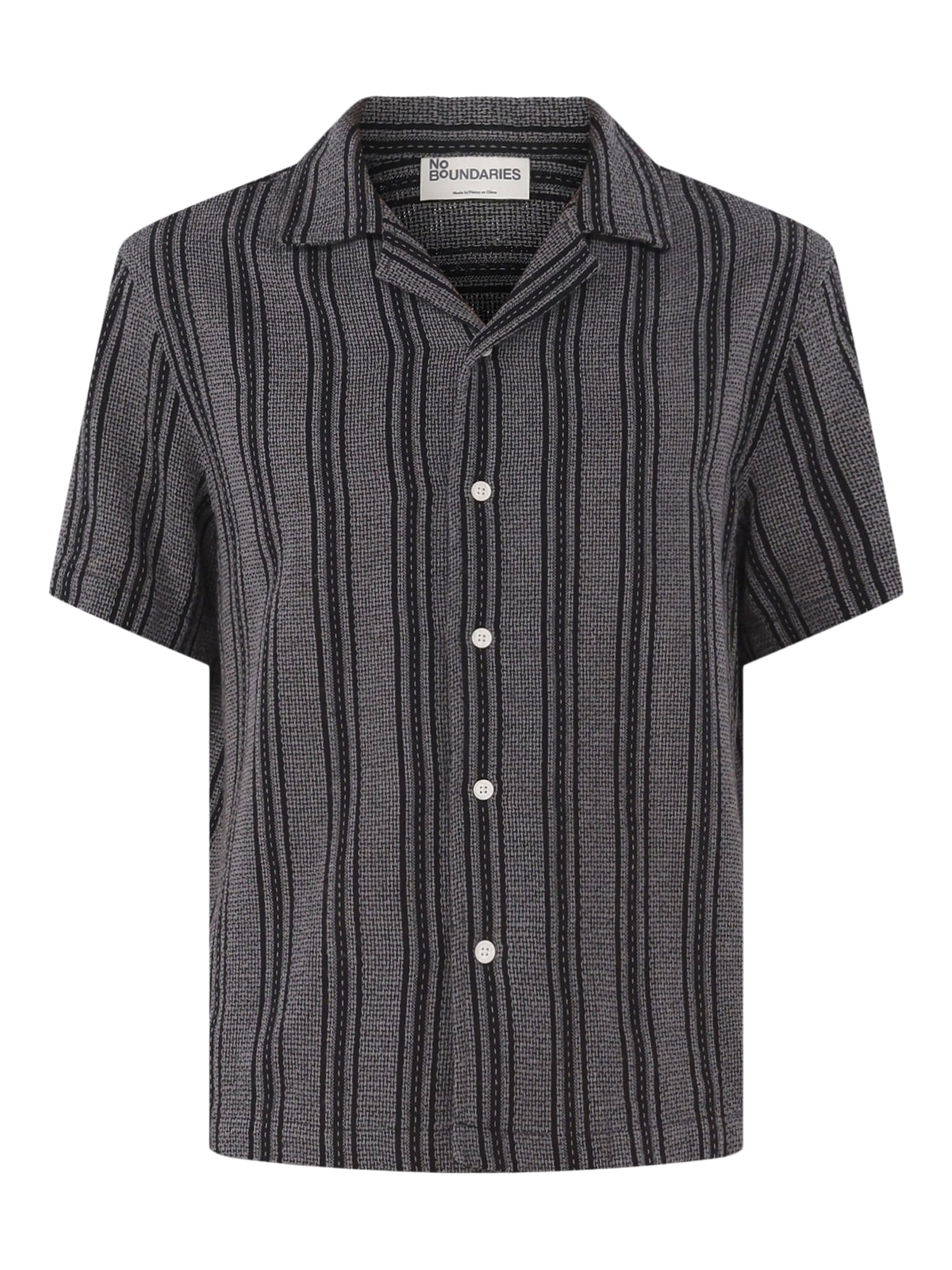 No Boundaries Textured Fabric Shirt with Short Sleeves, Men's & Big Men's