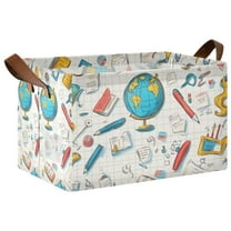 Yayeee Foldable Storage Basket for Shelves with Handles Waterproof Cloth Bins, Colorful School