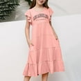 thumbnail image 3 of Kid Girl Dress Flutter Sleeve A-Line Tiered Swing Casual Gradient Dress Girls Birthday Dress Girls Cute Midi Casual Sundress, 3 of 6