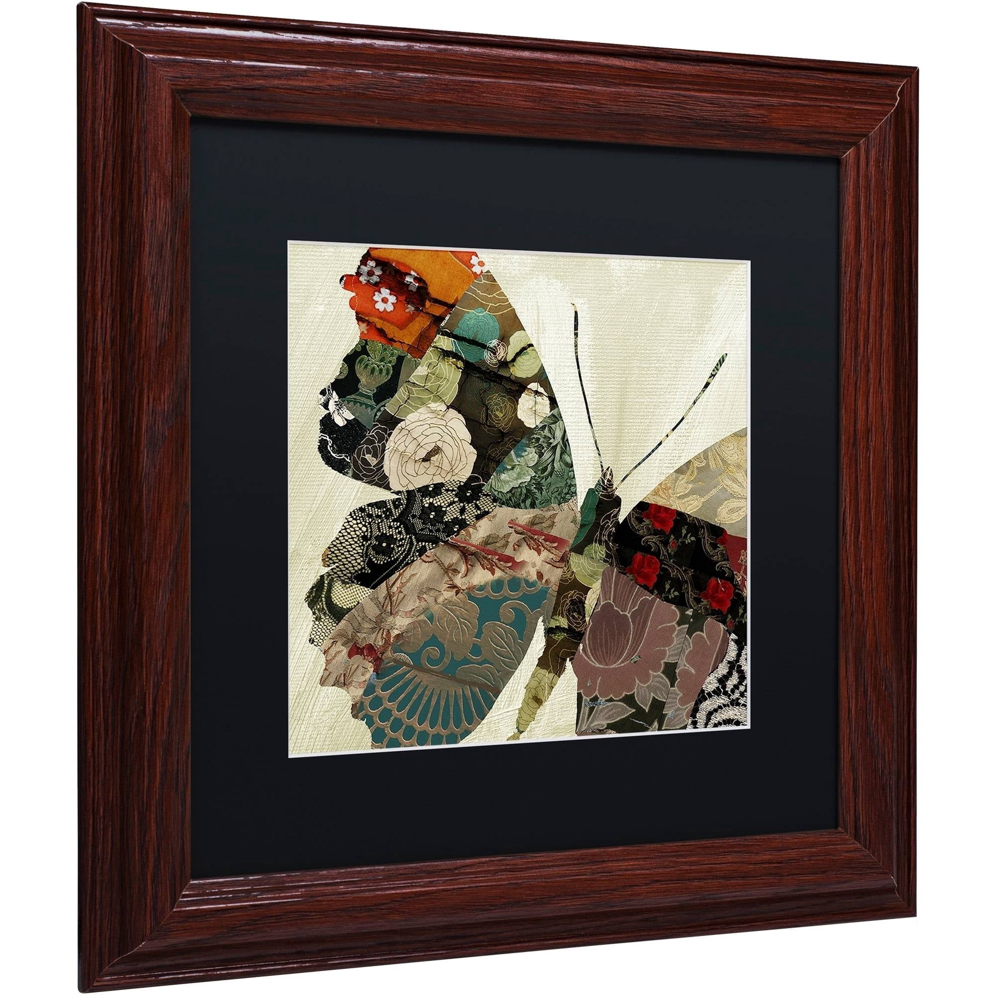 Trademark Fine Art "Butterfly Brocade III" Canvas Art by Color Bakery Black Matte, Wood Frame