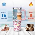 thumbnail image 4 of 40oz Fashion Leopard Pattern Stainless Steel Flip Straw Tumbler Spill Proof Travel Cup Double Wall Vacuum Insulated Coffee Mug with Top Handle, 4 of 6