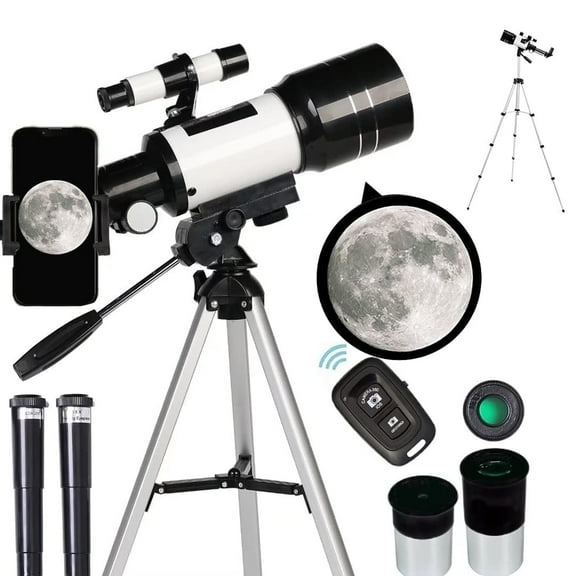 Telescope for Adults & Kids, MONKEMON 70mm Aperture Astronomy Beginner & Gift Set, 15-150X Portable Travel Scope with Tripod, Phone Adapter, Wireless Remote