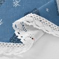 thumbnail image 3 of 60 Inch Round Tablecloth with White Lace Trim Fall Table Cover for Elegant Dining Decor Snowflakes and Smiling Snowmen, 3 of 8