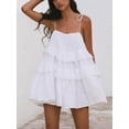 thumbnail image 3 of Women's Ruffle Layered Tie Shoulder Cami Dress 100% Cotton Fabric for Effortless Summer Chic Everyday Wear AllDay, 3 of 18