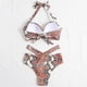 thumbnail image 5 of MKLEKYY Traje De Baño Mujer Natacion Print Piece Swimsuit High Tops+Shorts Two Ruched Wrap Women Two Waist Crop Up Bikini Push Front Retro Swimwear Snakeskin Piece Swimwears Tankinis Set, 5 of 6