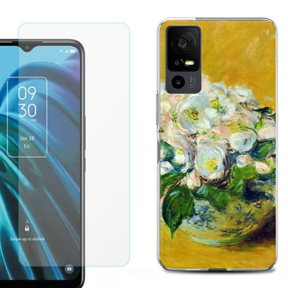 OneToughShield ® for TCL 40 XE 5G Shockproof Fashion Phone Case, with Tempered Glass Screen Protector - Roses