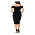 thumbnail image 2 of XSCAPE Womens Blue Ruched Notched Off Shoulder Midi Cocktail Body Con Dress 6, 2 of 2
