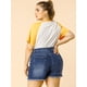 thumbnail image 5 of Pantalones Cortos De Mezclilla Agnes Orinda Casual De Encaje De Ganchillo Azul 4XL, 5 of 6