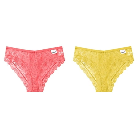 (2-Pack) 2025 New Women Lace Panties Mid Boxers Women Loose Waist Breathabley Hollow Underwear Female Mesh Cotton Crotch Briefs