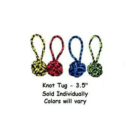 Nuts For Knots Dog Rope Toys Tennis Ball Durable Chew Choose Shape Colors Vary (Knot Tug - 3.5")