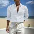 thumbnail image 1 of Ceisia Men's Slim Fit Long Sleeve Striped Button-Down Shirt Casual Summer Beach Top White XXL Gifts, 1 of 5