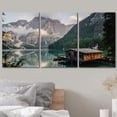 thumbnail image 3 of wall26 Canvas Wall Art Print Set Cabin on Cloudy Forest Lake Nature Wilderness Photography Realism Rustic Colorful Multicolor Ultra for Living Room, Bedroom, Office - 16"x24"x3 Panels, 3 of 5