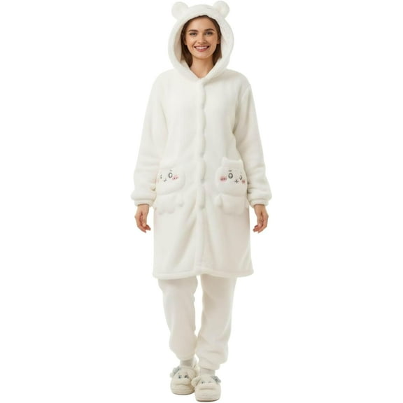 Oversized Kawaii Hoodie Pajamas for Women Cozy Cute Animal Design,Large Pockets for Home