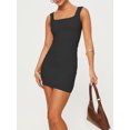 thumbnail image 5 of Michellecmm  Women's Tight Fitted Square Neck Solid Color Mini Knitted Tank Dress, 5 of 9