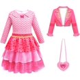 thumbnail image 2 of Guvpev Pink Princess Costume for G'irls, Halloween Cosplay Dress Up Outfits with Jacket, Dress & Heart Bag, K'ids Halloween Costume for Birthday Party Fancy Dress & Role Play, 2 of 6