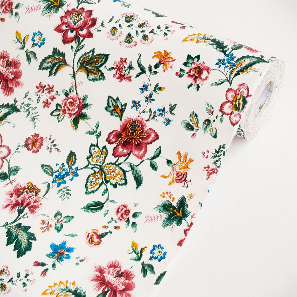 Mystery Flowers Red Vinyl SelfAdhesive Wallpaper