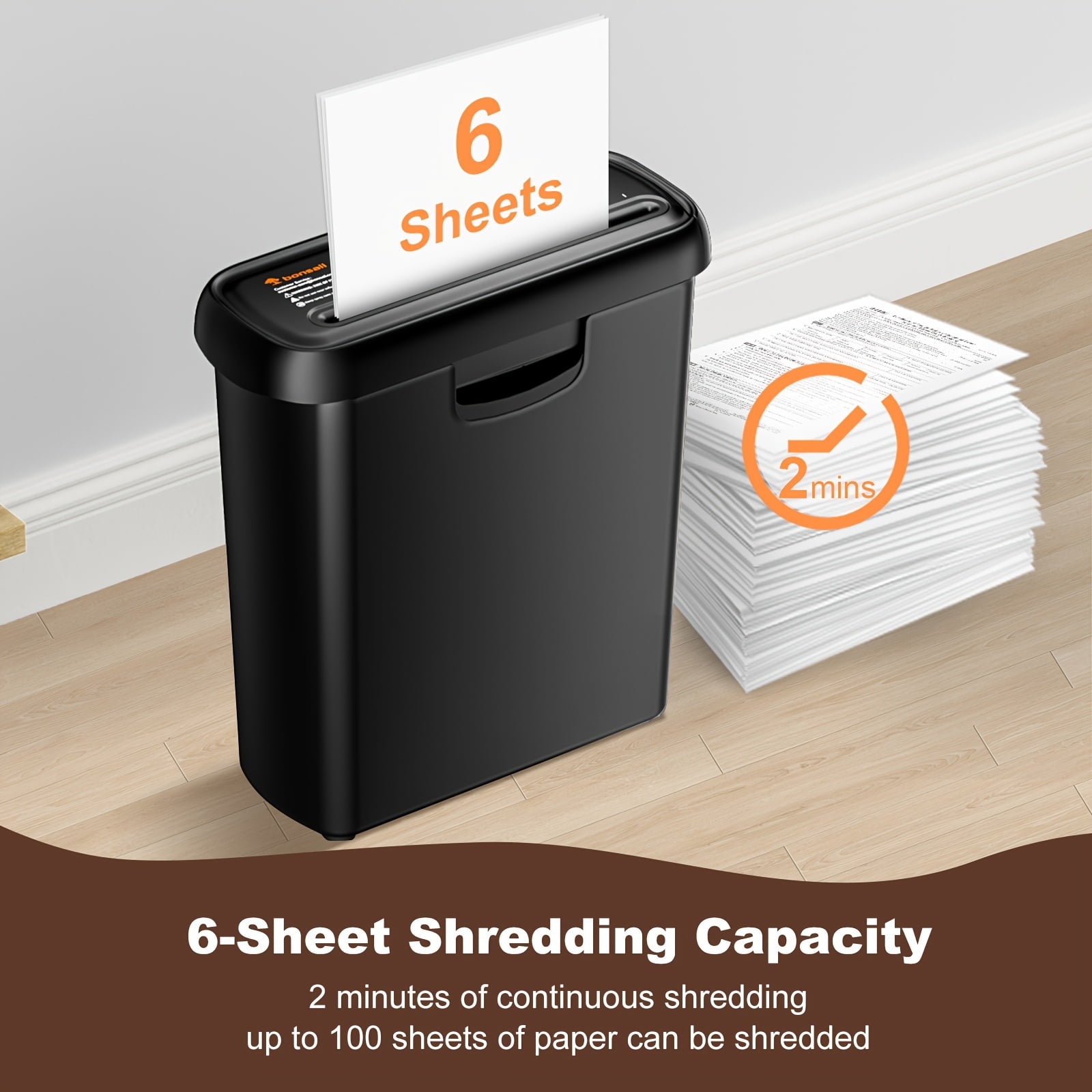 Compact 6-sheet Strip-cut Paper Shredder. Featuring Overheat Protection And An Extendable Arm for Flexible Use, Perfect for A Variety Of Shredding Tasks