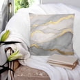 thumbnail image 3 of 24x24 Pillow Covers Set of 2, Marble Grey Throw Pillow Covers Decorative Couch Cushion Case, Modern Gold Luxury Neutral Texture Microfiber Square Pillowcases for Bedroom Car Living Room, 3 of 7