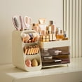 thumbnail image 7 of HBlife Makeup Organizer with Brush Holder for Vanity, Large Plastic Bathroom Countertop Organizer Skin Care Storage, Beige, 7 of 7