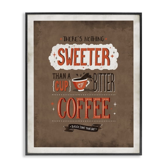 Stupell Industries Eclectic Nothing Sweeter Coffee Word Design Black Framed Giclee Art, 16 x 20, by Estera Kecek