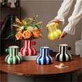 thumbnail image 6 of Striped Vase, Mid Century Retro Striped Ceramic Small Vases for Flowers Display, 6 of 6