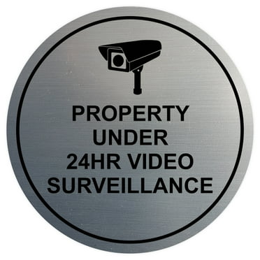 Helix Circle Property Under 24hr Video Surveillance Wall / Door Sign - Silver (Medium)