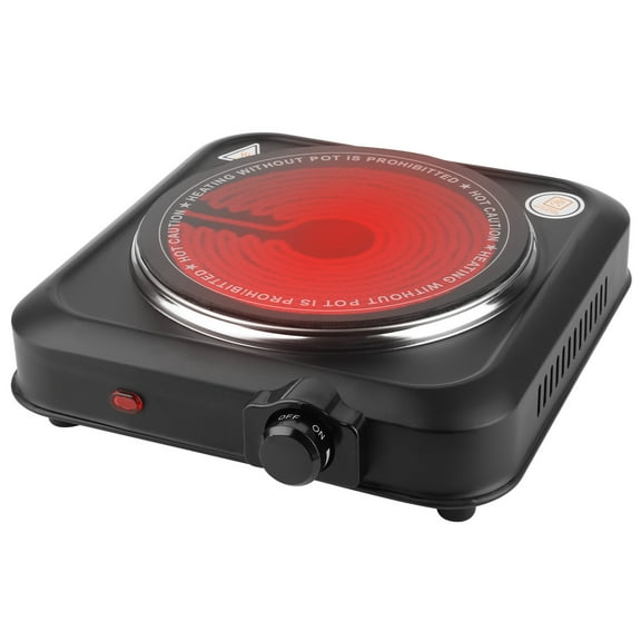 (LK-LTD)--1Pc 1200W Electric Infrared Single Burner Portable Heating Hot Plate Stove Countertop RV Hotplate With 7.5in Glass Cooktop Stepless Temperature Adjustments For Home RV Camp**--( 5,4;k)