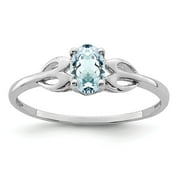 925 Sterling Silver Rhodium-plated Aquamarine Ring Size: 5; for Adults and Teens; for Women and Men
