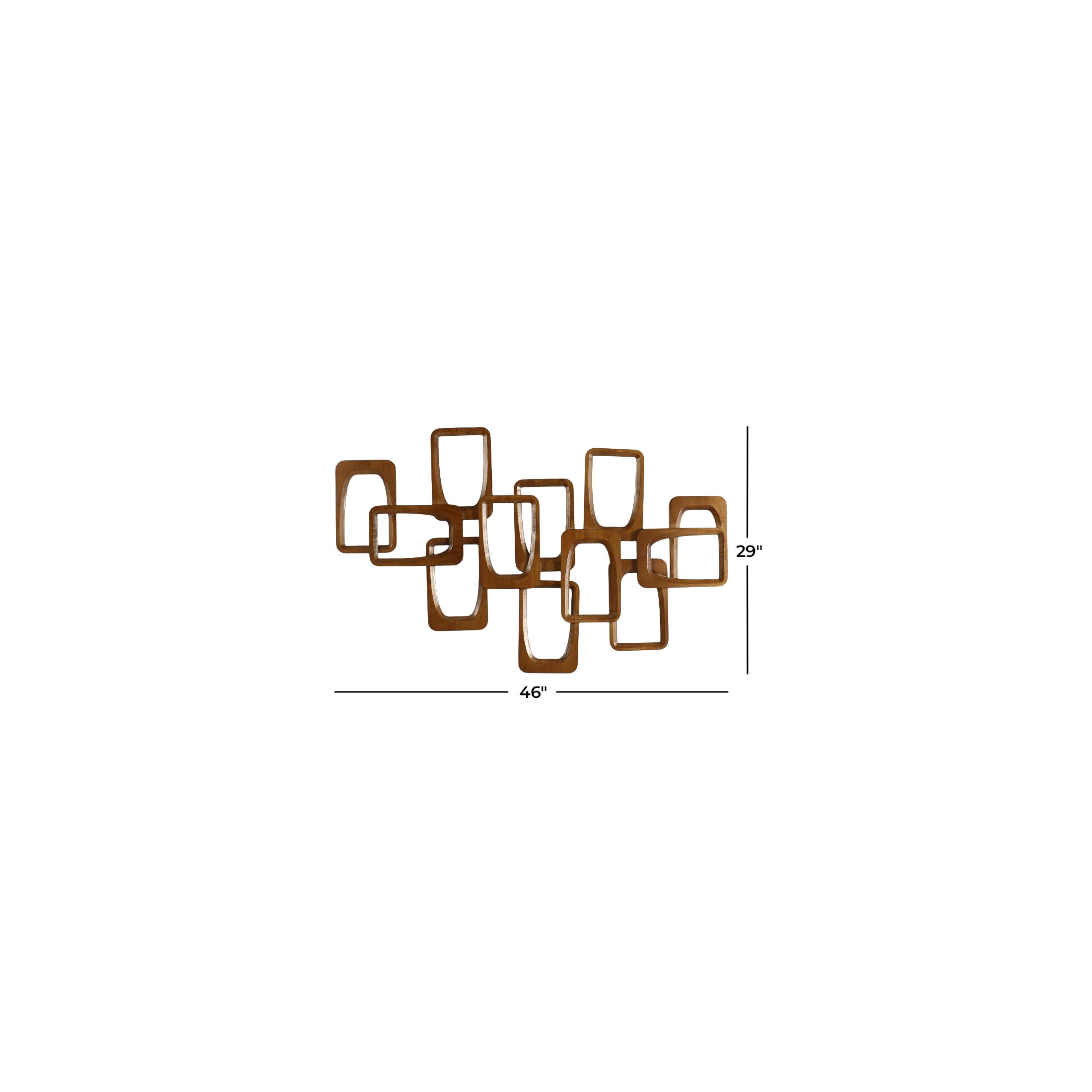 DecMode Brown Wood Handmade Intertwined Rectangles Geometric Wall Decor