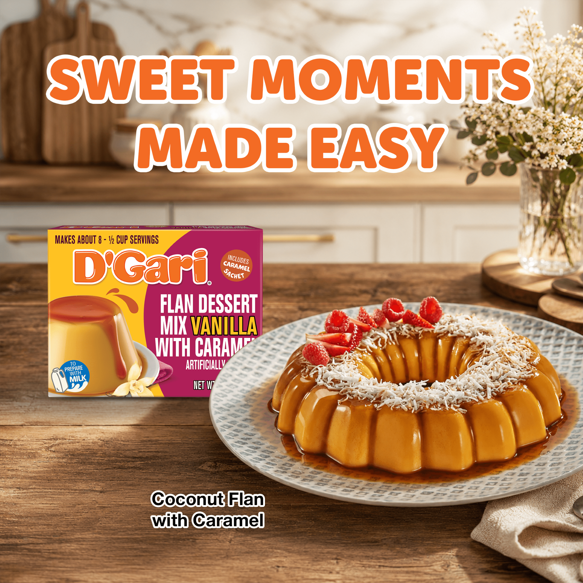(8 pack) D'Gari Caramel Custard Vanilla 4.7 oz Pouch - Allergen Free