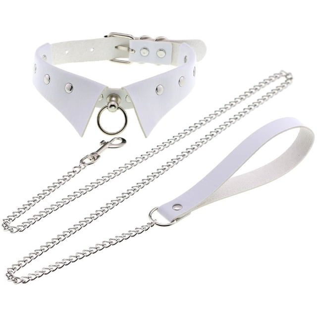 Collier de cou en cheptel en similicuir, Collier rétro à col clouté Rasker Punk Rasker avec laisse