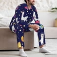 thumbnail image 7 of Naloa Lama in Space Men’s Pajamas Set - Long Sleeve Button Down Sleep Shirt and Pajama Bottoms Sleepwear Set-Medium, 7 of 7