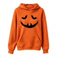 thumbnail image 4 of Coerni Girls Hoodie Halloween Jack-O'-Lantern Orange Hooded Pullover Soft Waffle Knit Sweatshirt with Kangaroo Pocket Kids Fall Versatile Top, 4 of 4
