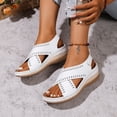 thumbnail image 2 of Xucatan Wedge Sandals for Women, Perforated Crisscross Strap Heels with Hook Loop Closure, Plus Size Casual Comfort Footwear, Breathable Design for Summer Beach Walking Gift, 2 of 9