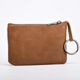 thumbnail image 2 of Genuine Leather Coin Purses Mens Women Leather Zipper Coin Purse Pouch Slim Change Credit Card Holder Slim Wallet Key Holder Change Pouch Small Wallet (Brown), 2 of 4