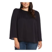 VINCE CAMUTO Womens Black Long Sleeve Jewel Neck Top Plus Size: 1X
