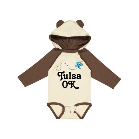 

Inktastic Tulsa Oklahoma Butterfly Gift Baby Boy or Baby Girl Long Sleeve Bodysuit