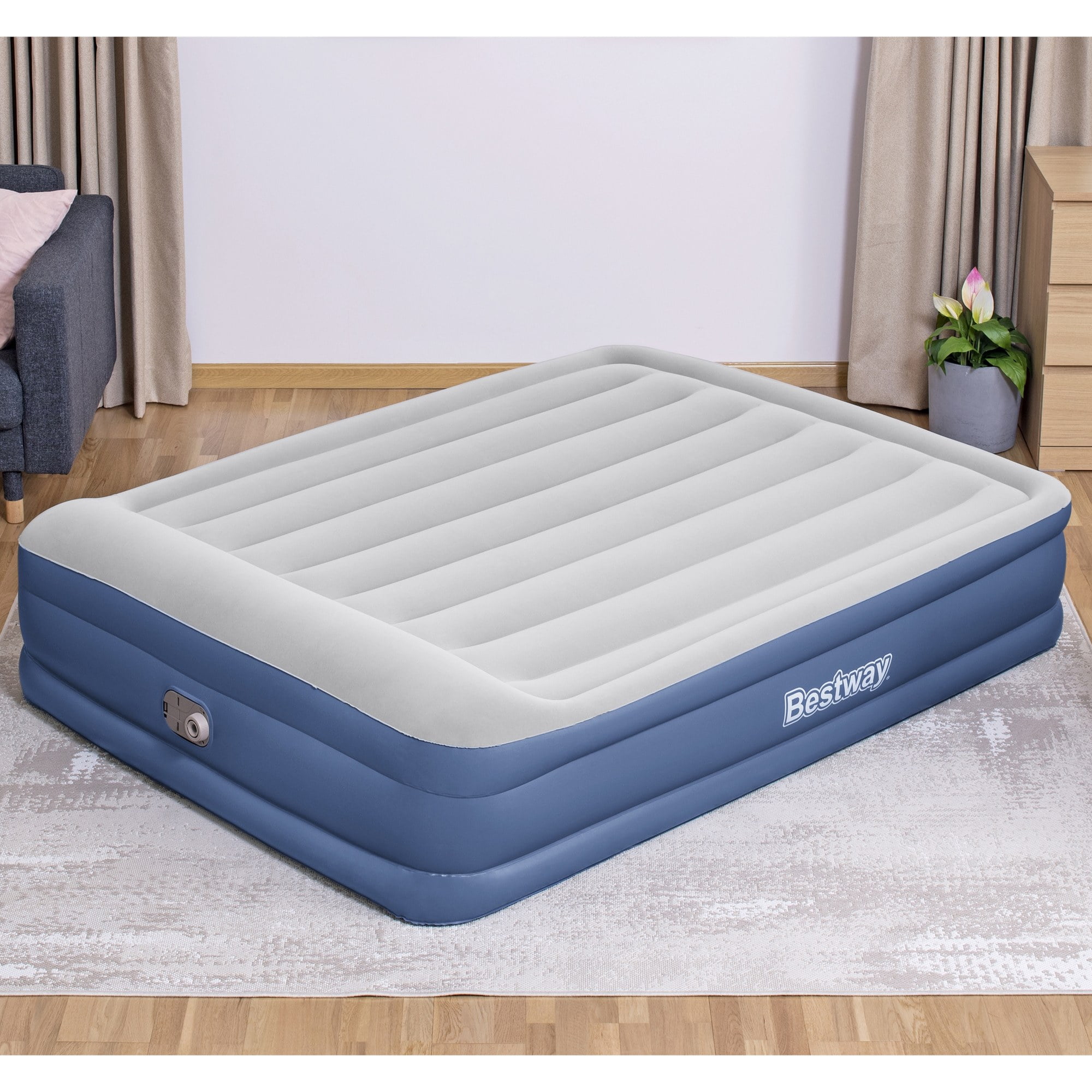 Bestway Tritech Air Mattress Queen 18” with Built-in AC Pump and Antimicrobial Coating