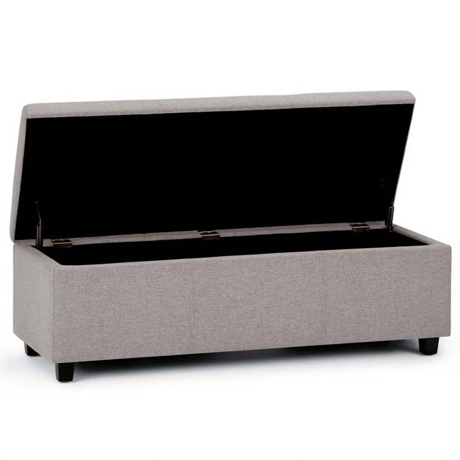 Avalon 48 inch Wide Contemporary Storage Ottoman Bench in Cloud Grey Linen Look Fabric
