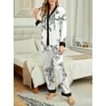 thumbnail image 2 of Jusfitsu Silk Satin Pajama Set for Women Long Sleeve Sleepwear V Neck Two Piece Pjs Soft Loungwear, 2 of 6
