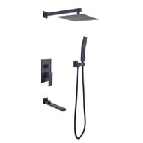 Cfowner Shower System, Wall Mounted Shower Faucet Set for Bathroom, 10" Square Handheld Shower Set, Matte Black