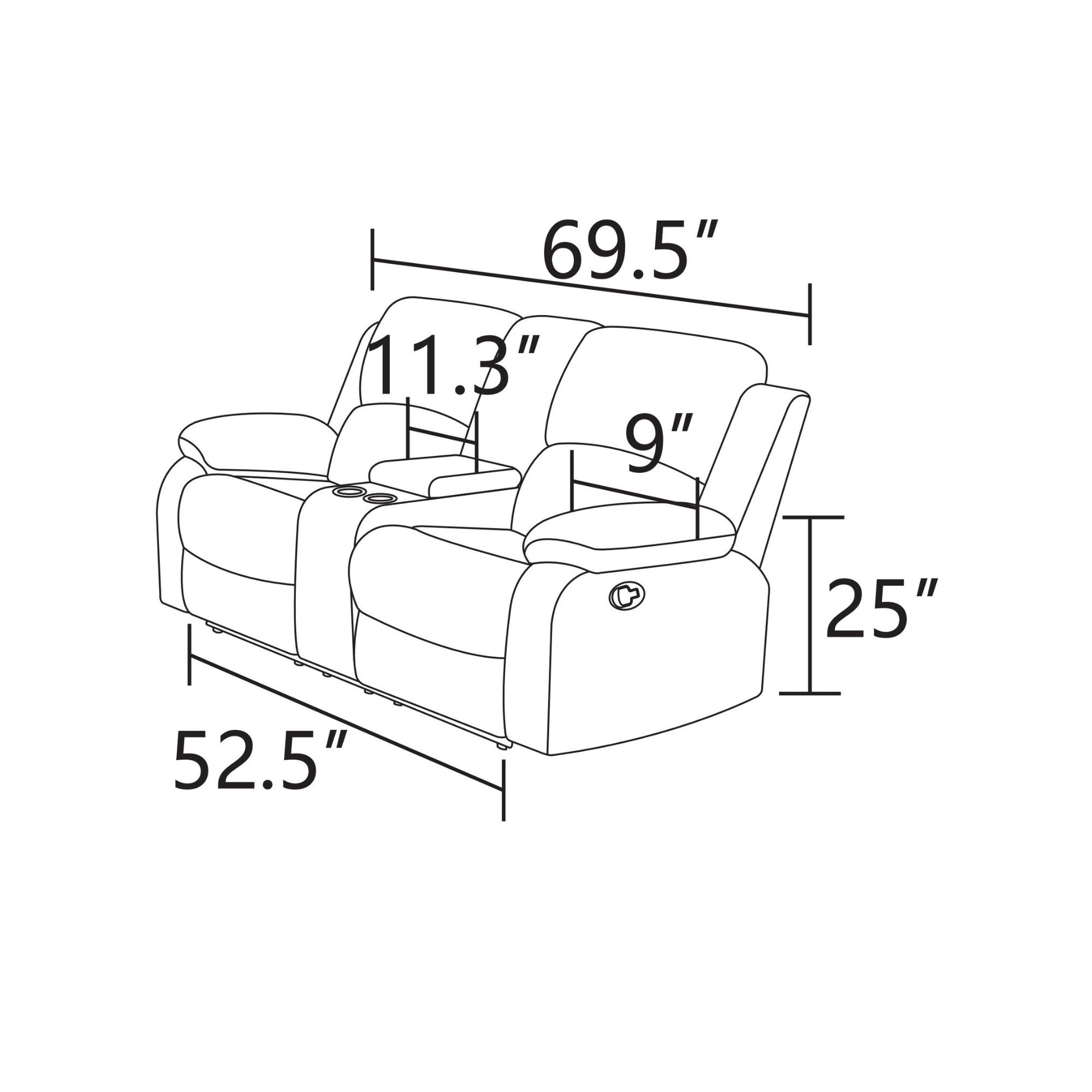 MAYEERTY 2-Seater Recliner Loveseat Sofa, Thick Stuffed Fabric with Storage for Couple Leisure Spaces Living Room