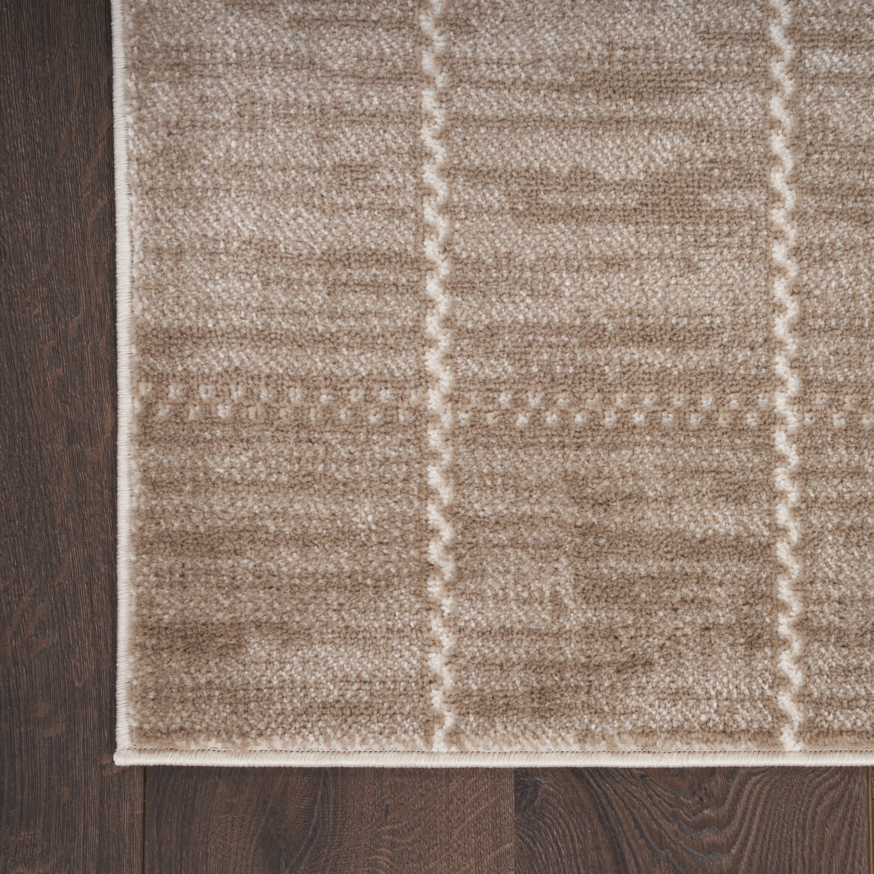 Nourison Serenity Home Geometric Mocha Ivory 9' x 12' Area Rug (9x12)