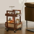thumbnail image 6 of Dualoai 2 Tier Rolling Utility Cart Storage Organizer Tray Desk Shelf Mobile Trolley Tables Bedside Table Cart for Living Room Office 30cmx30cmx57.2cm, 6 of 9