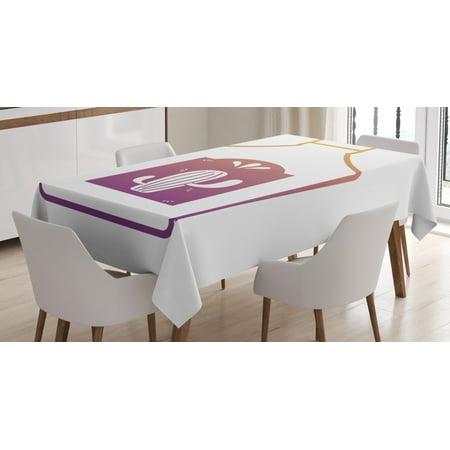 

Tequila Tablecloth Ombre Effect Outline Artistic Bottle Design with Cute Cactus Pictogram on Print Rectangular Table Cover for Dining Room Kitchen 60 X 84 Multicolor by Ambesonne